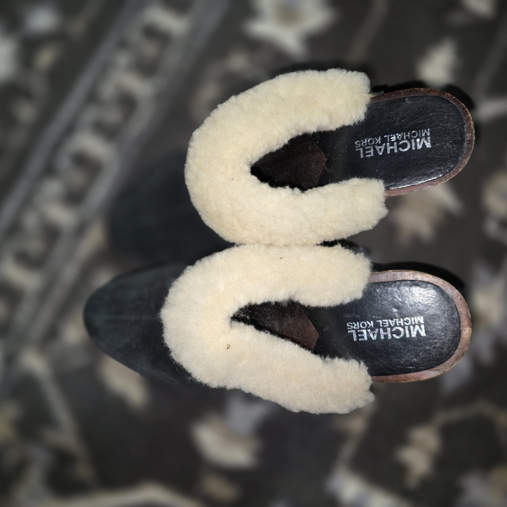 Michael Kors Shearling Lined Black Mules